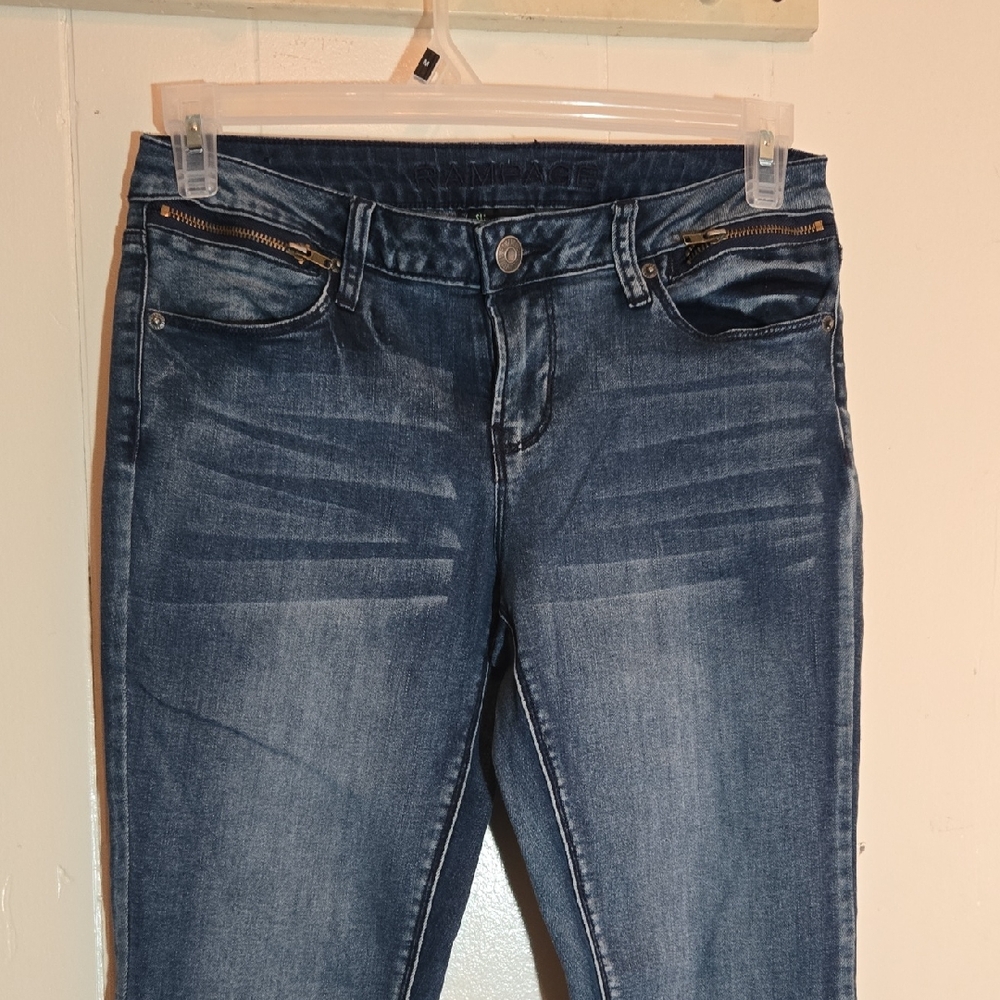Y2k Rampage Indigo Skinny Jeans with Zipper Details